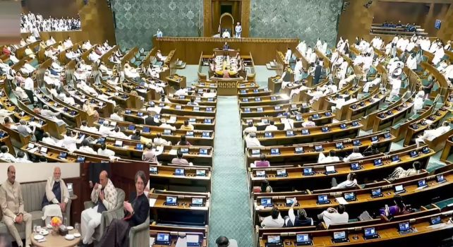 Parliament: విపక్ష పాలక పక్షాల మధ్య అరుదైన క్షణం..  ఒకే ఫ్రేమ్‌లో టాప్ లీడర్లు!