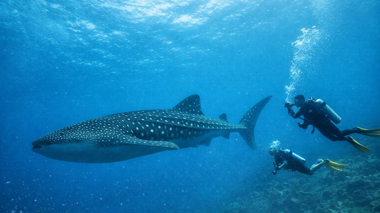 విశాఖ సముద్ర గర్భంలో అద్భుతం: స్కూబా డైవర్ల కంటపడ్డ అరుదైన 'వేల్ షార్క్'!