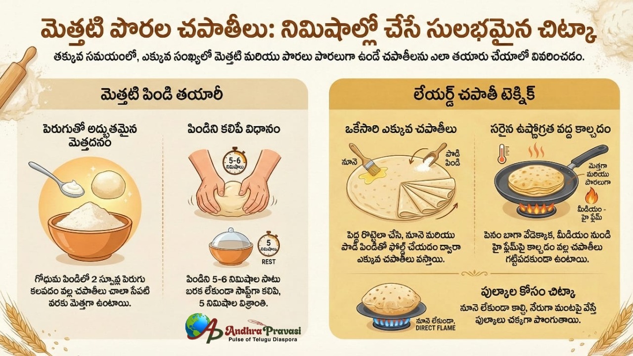 Cooking Tips: చపాతీలు గట్టిగా వస్తున్నాయా? ఈ చిన్న చిట్కాతో దూది లాంటి మెత్తటి 'lలేయర్ చపాతీలు మీ సొంతం!