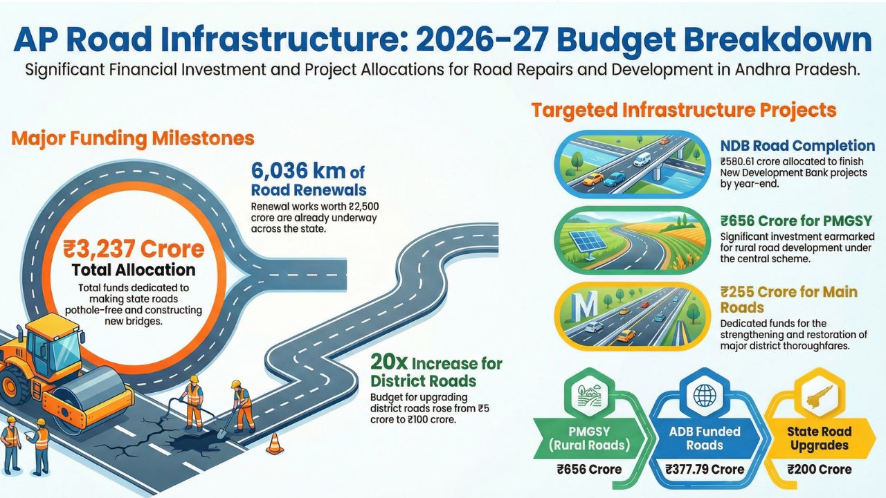 AP Budget: ఏపీలోని రోడ్లకు మహర్దశ... వేల కోట్ల నిధులు కేటాయింపులు! ఇక నో టెన్షన్.. దూసుకెళ్లిపోవచ్చు!