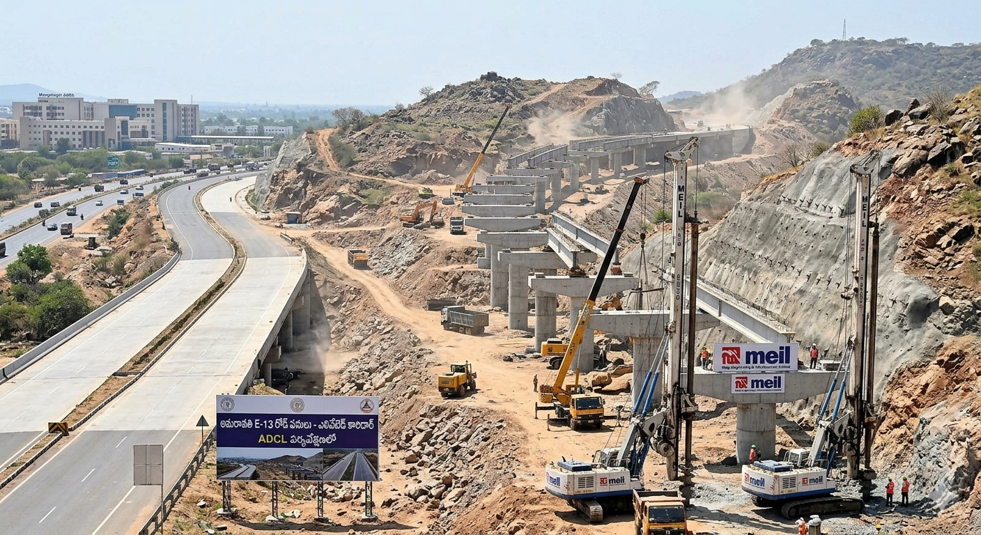 Amaravati E13 Road: అమరావతి టూ నేషనల్ హైవే-16: కొండలను చీల్చుకుంటూ దూసుకుపోతున్న E-13 రోడ్..!!