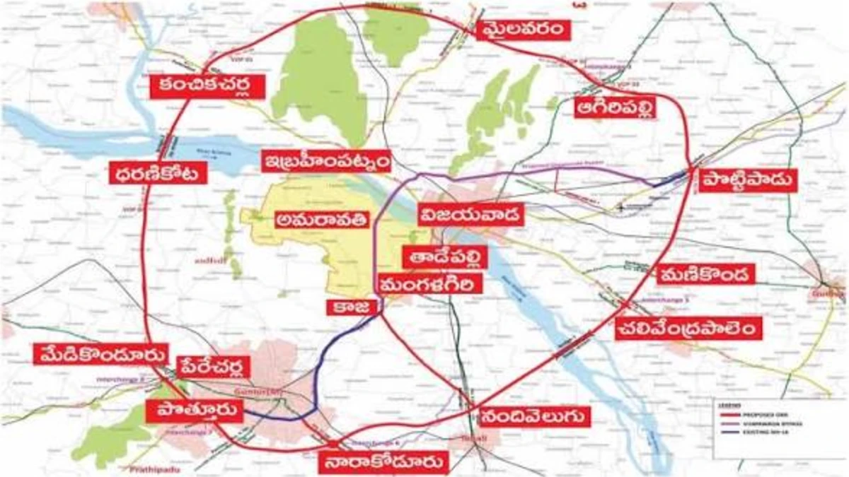 అమరావతి ORR లో 17 ఇంటర్‌ఛేంజ్‌లు