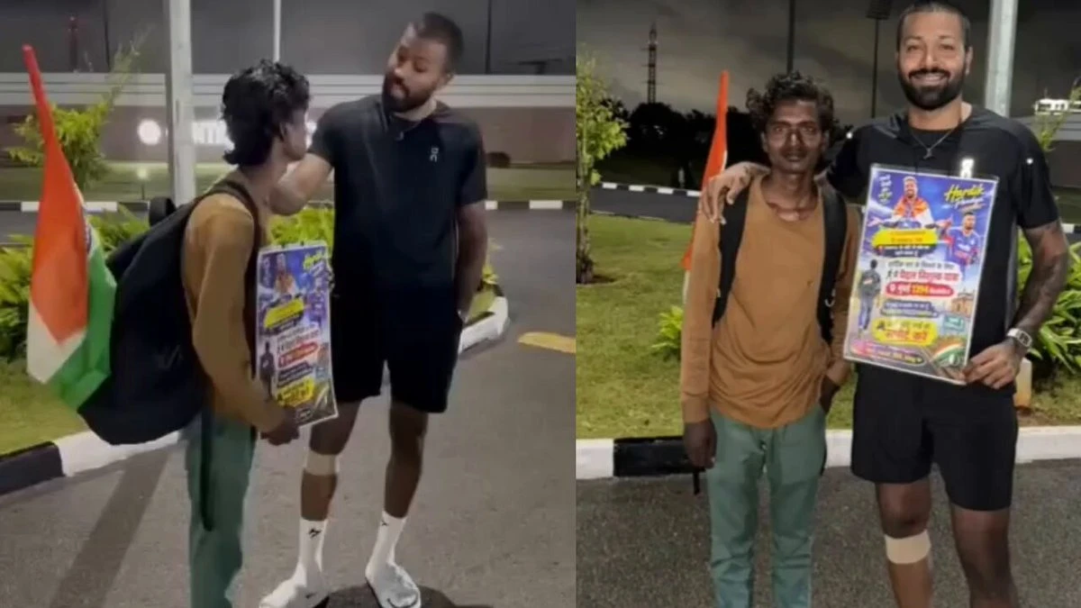 Fan walks to meet Hardik Pandya